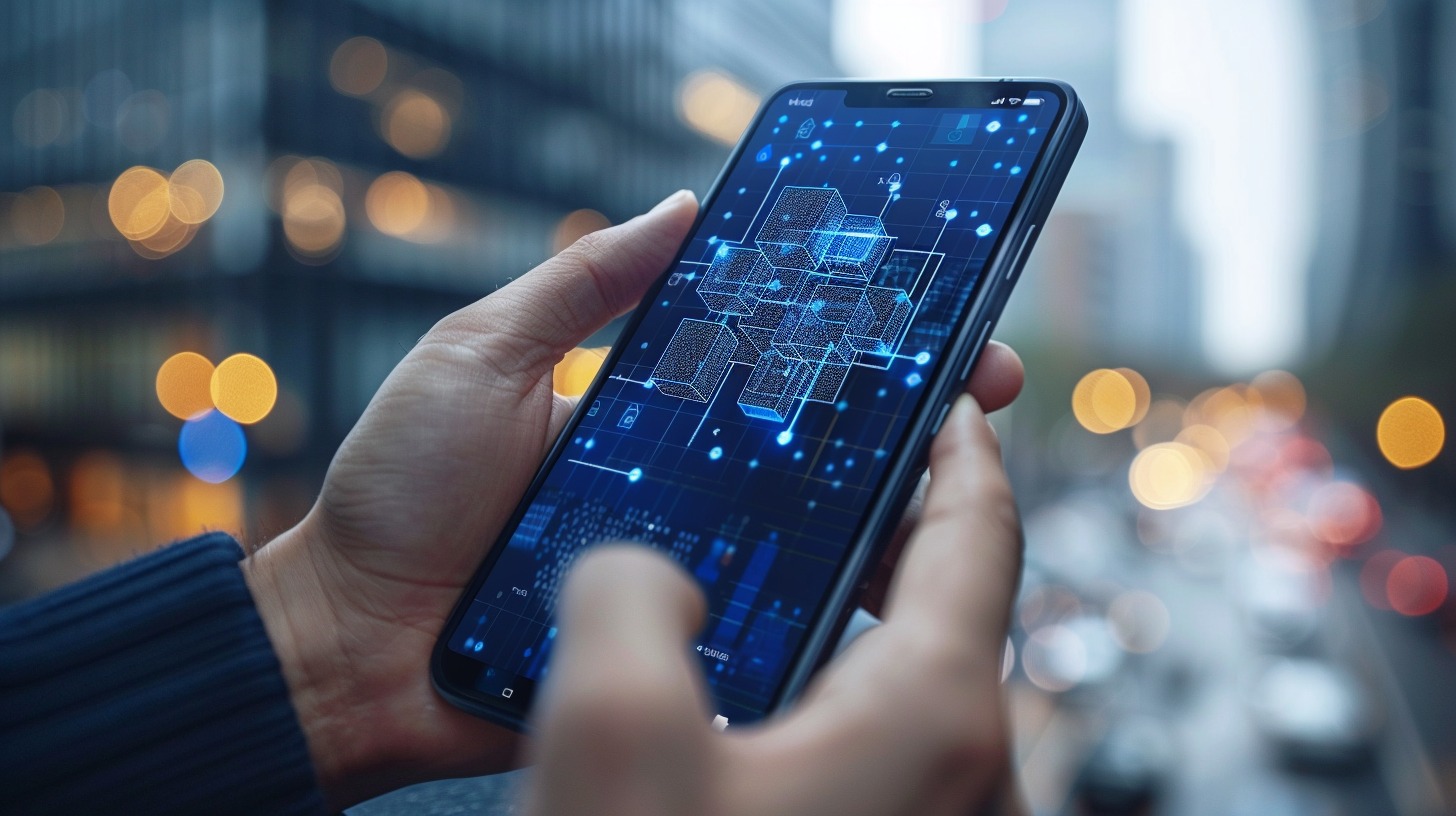 A smartphone displaying a decentralized application (dApp) interface.