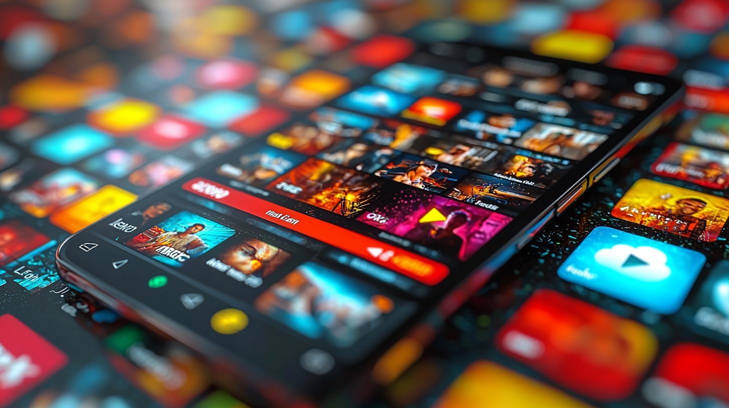 Smartphone screen with streaming app